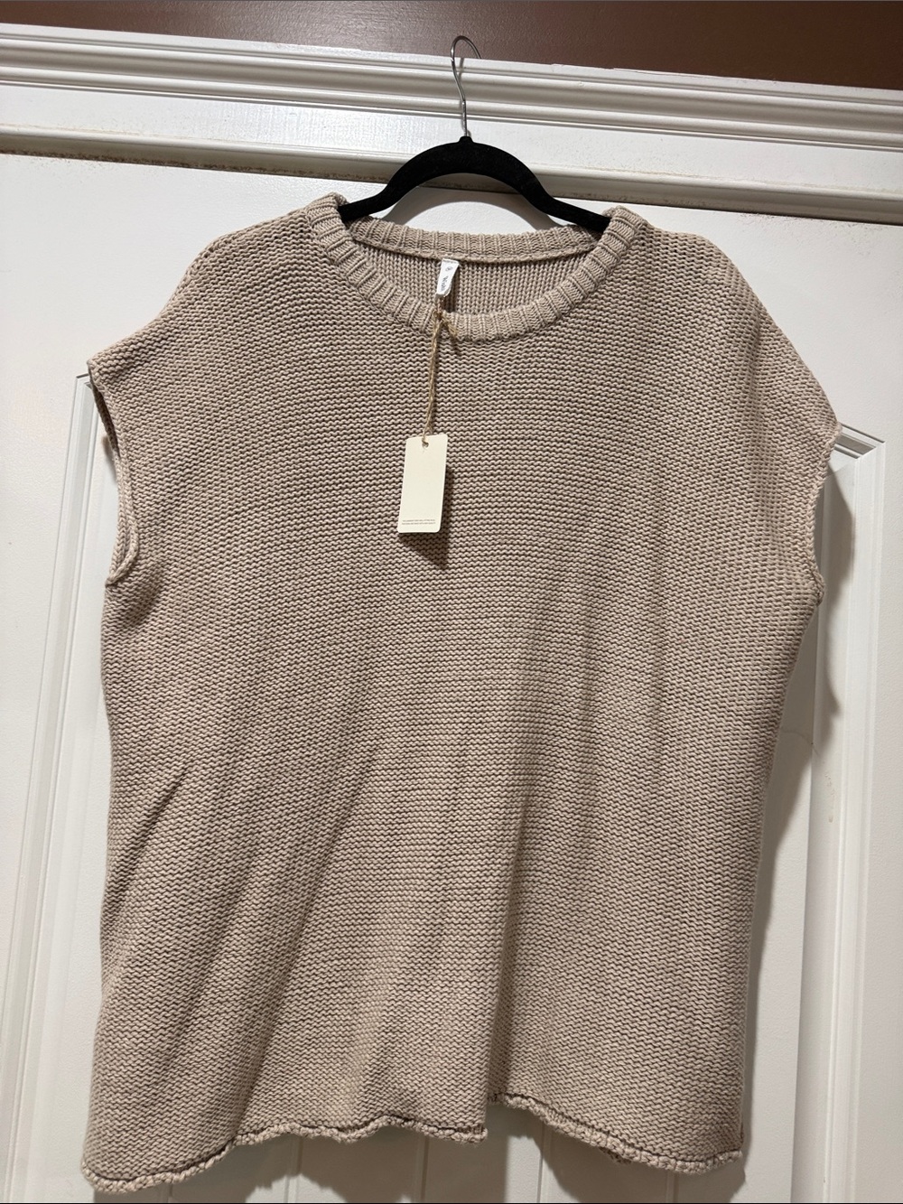 Wishlist Beige Knit Sleeveless Pullover